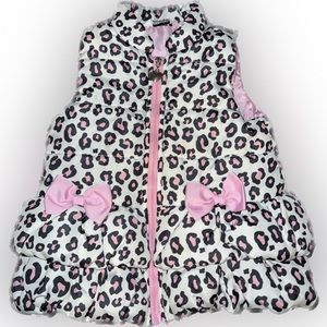 Kids Headquarters Puffer Vest Pink leopard / cheetah pattern 3T